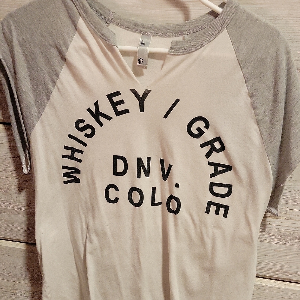 American Apparel Gray and White Graphic Tee